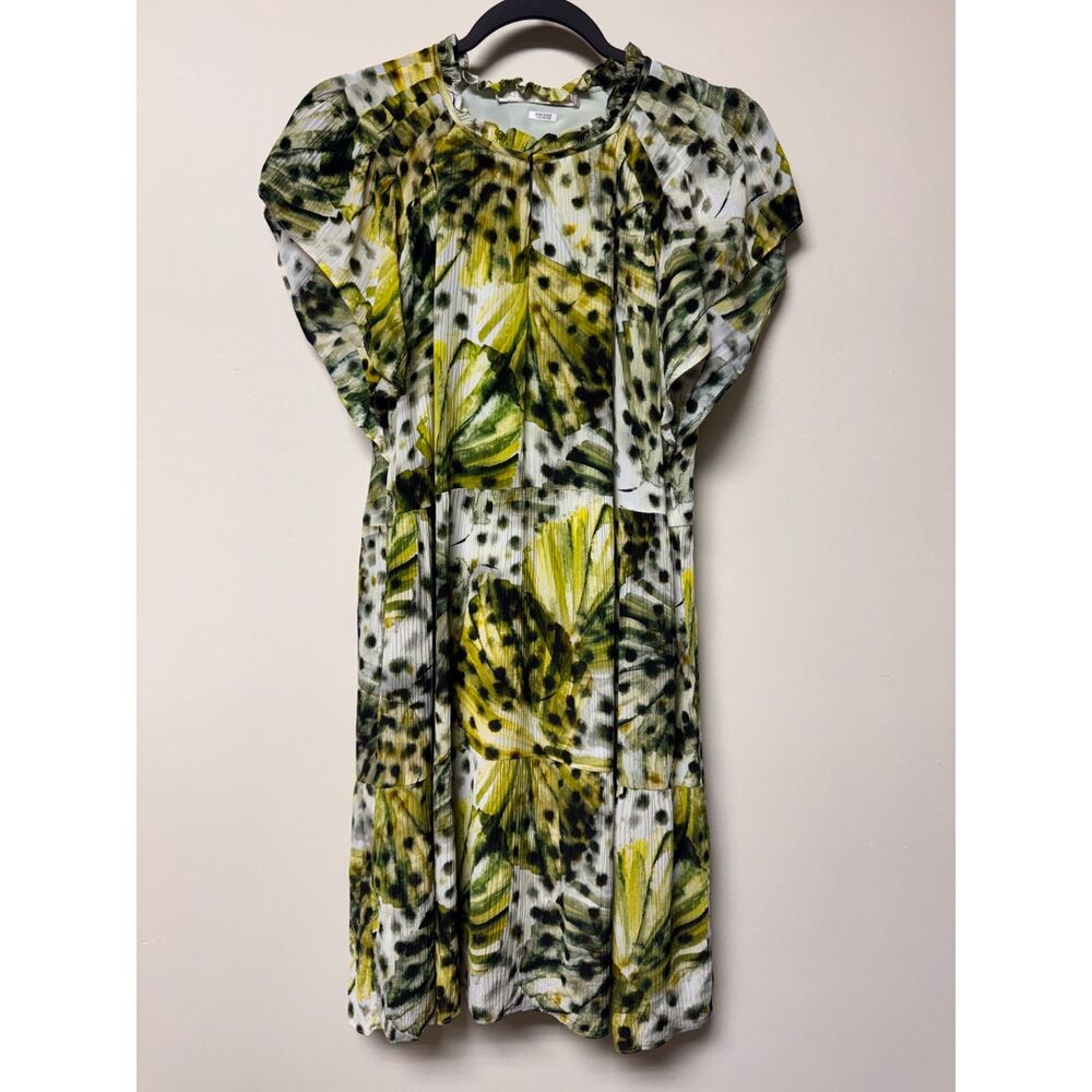 MARIE OLIVER Evie Clover Palm Printed Silk Blend Mini Dress, Sz M